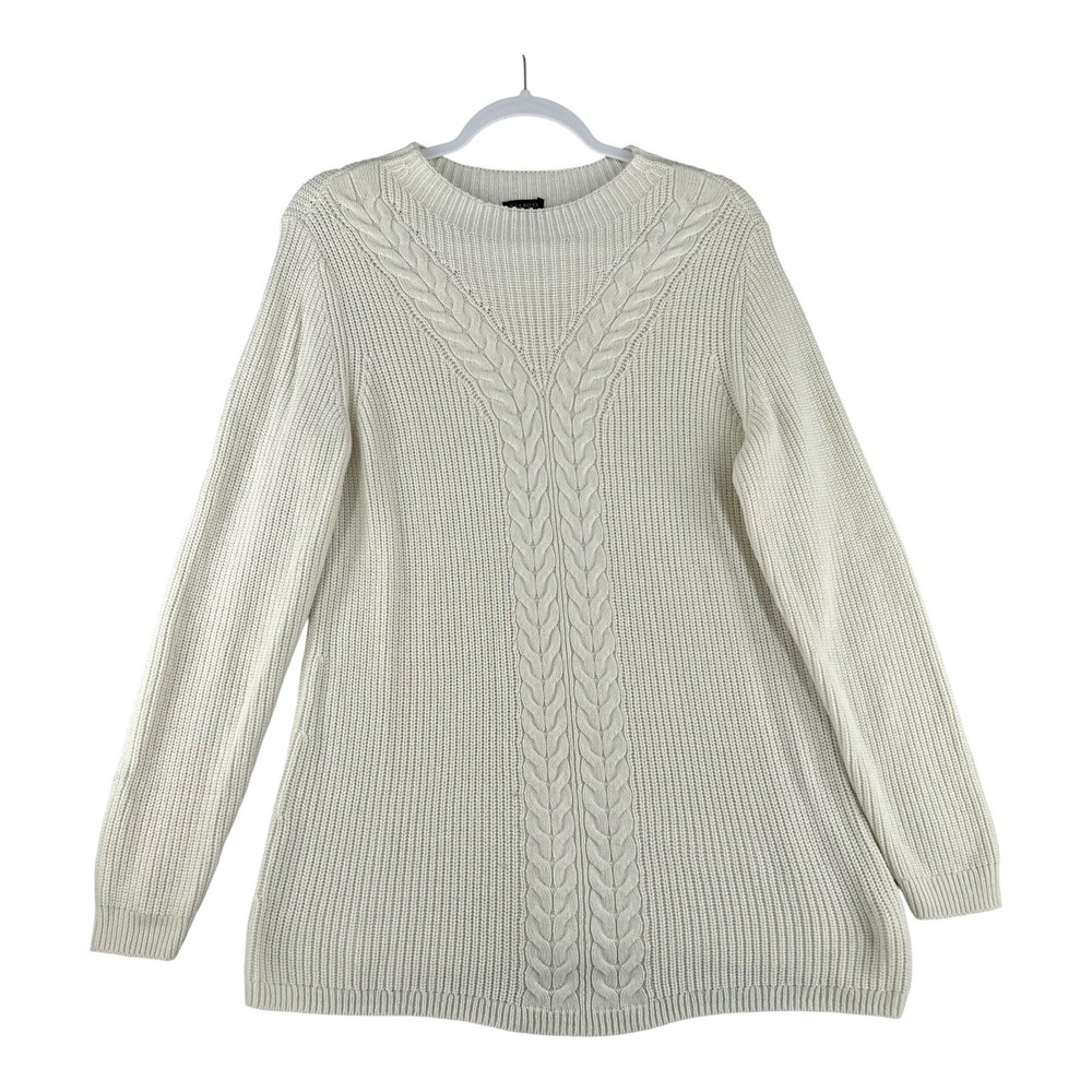 Talbots Cream Cable Knit Crewneck Sweater